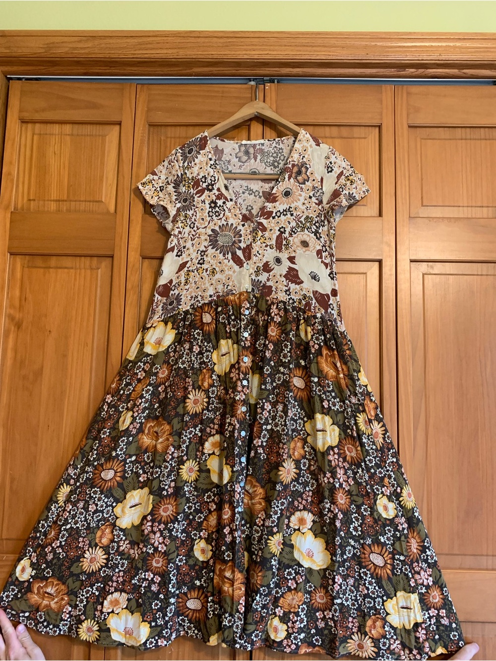 Spell and the Gypsy Collective Desert Daisy Babydoll Floral Patchwork Midi Dress - Picture 2 of 8